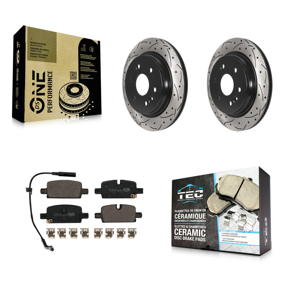 Rear Drill Slot Brake Rotor Ceramic Pad Kit For GMC Chevrolet Silverado 1500 Sierra Yukon KDT-101090