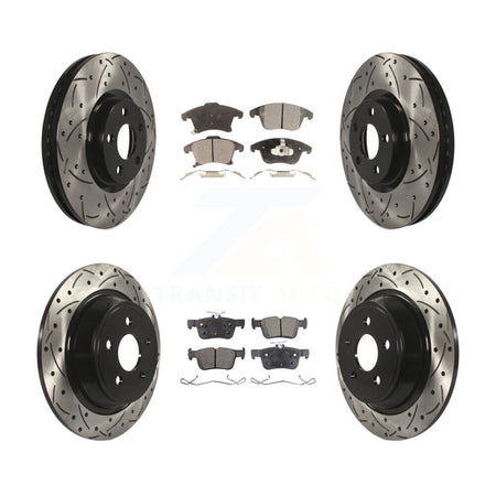 Front Rear Drilled Slot Brake Rotor Ceramic Pad Kit For 2019-2020 Ford SSV Plug-In Hybrid KDT-101096