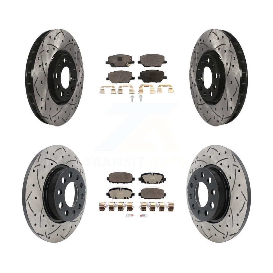 Front Rear Coated Drilled Slotted Disc Brake Rotors And Ceramic Pads Kit For Jeep Compass KDT-101100