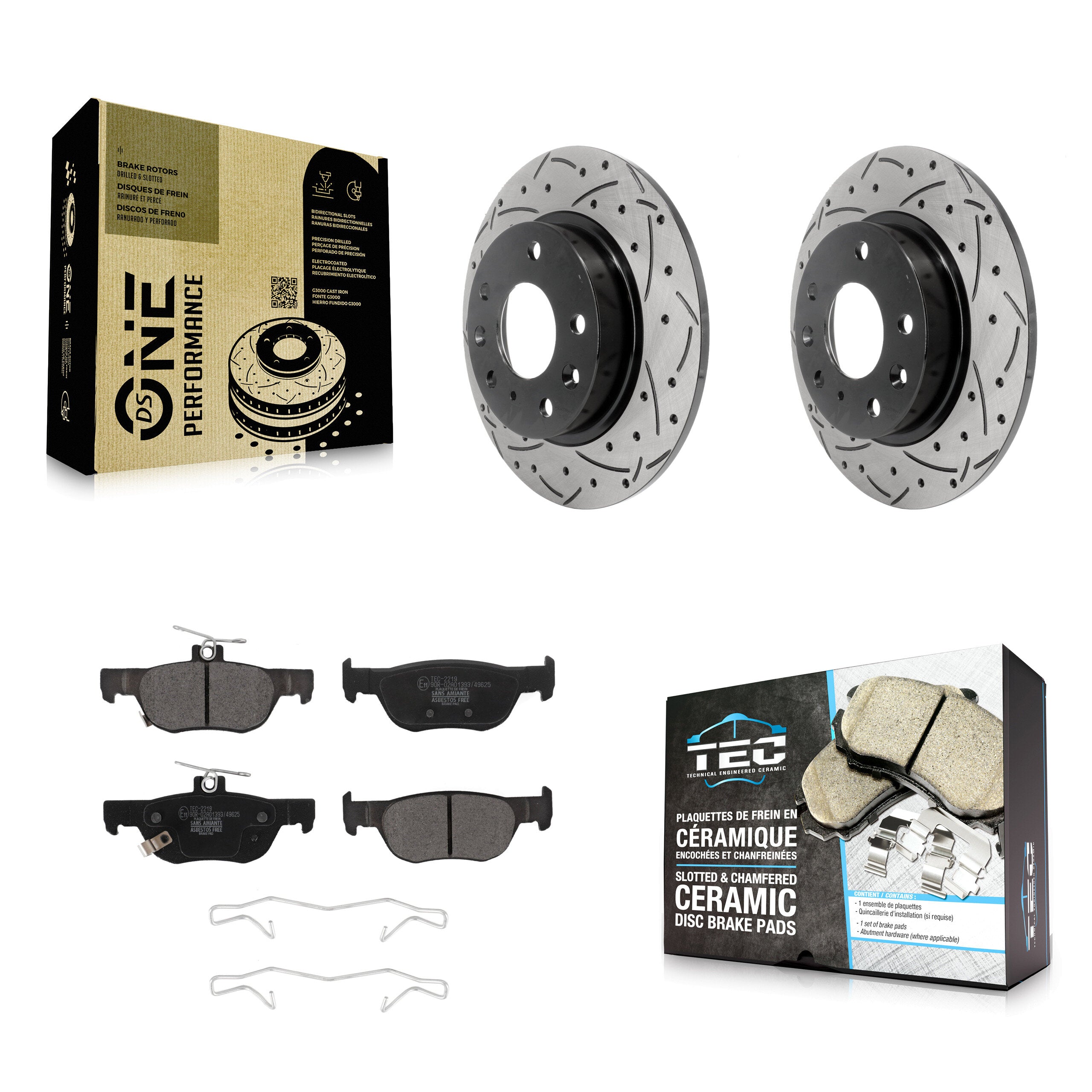 Rear Coated Drilled Slotted Disc Brake Rotors And Ceramic Pad Kit For Mazda 3 CX-30 Sport KDT-101102