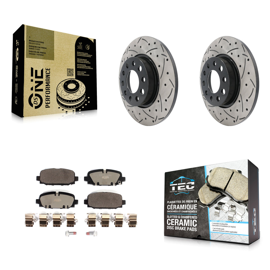 Rear Coated Drilled Slotted Disc Brake Rotors And Ceramic Pads Kit For Jeep Compass KDT-101103