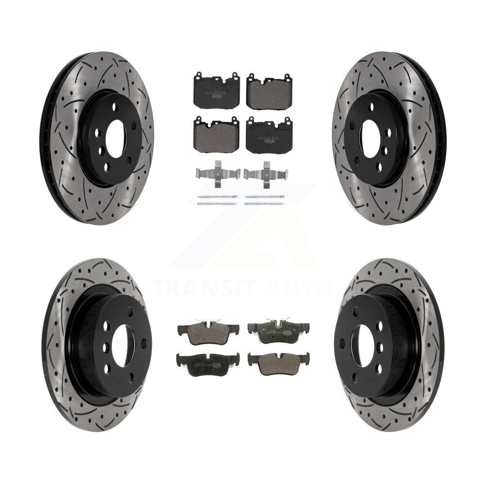 Front Rear Drilled Slot Brake Rotor & Ceramic Pad Kit For 2017-2020 Mini Cooper Clubman S KDT-101108