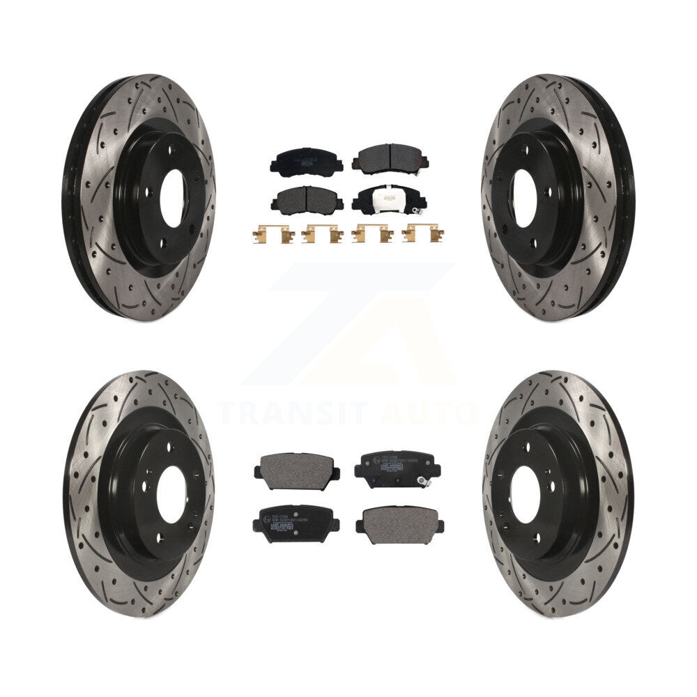 Front Rear Coat Drill Slot Disc Brake Rotors Ceramic Pad Kit For Mitsubishi Eclipse Cross KDT-101111