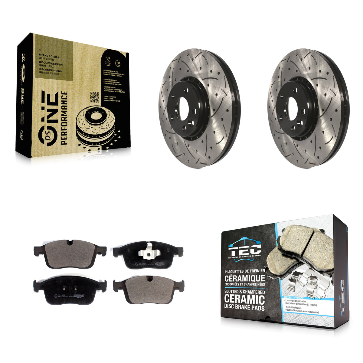 Front Coated Drilled Slotted Disc Brake Rotors And Ceramic Pads Kit For Volvo XC60 KDT-101119