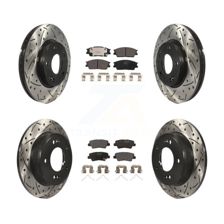 Front Rear Coated Drill Slot Disc Brake Rotors Ceramic Pad Kit For Hyundai Venue Kia Soul KDT-101124