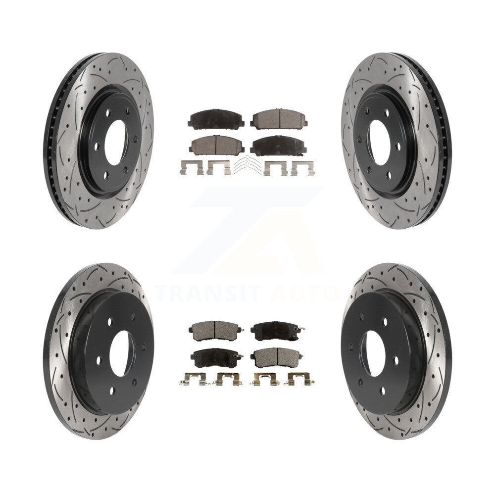Front Rear Drill Slot Disc Brake Rotor Ceramic Pad Kit For Nissan Armada With Solid KDT-101128