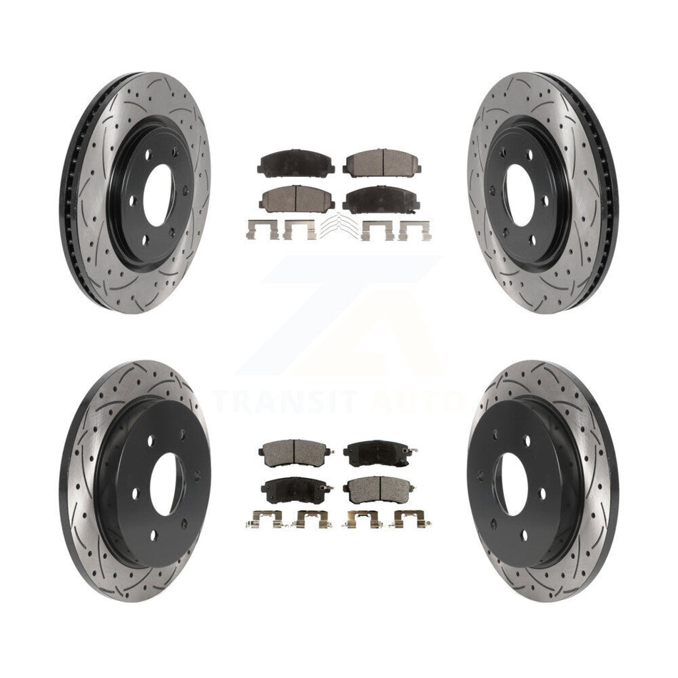 Front Rear Drill Slot Disc Brake Rotor Ceramic Pad Kit For Nissan Armada With Solid KDT-101128