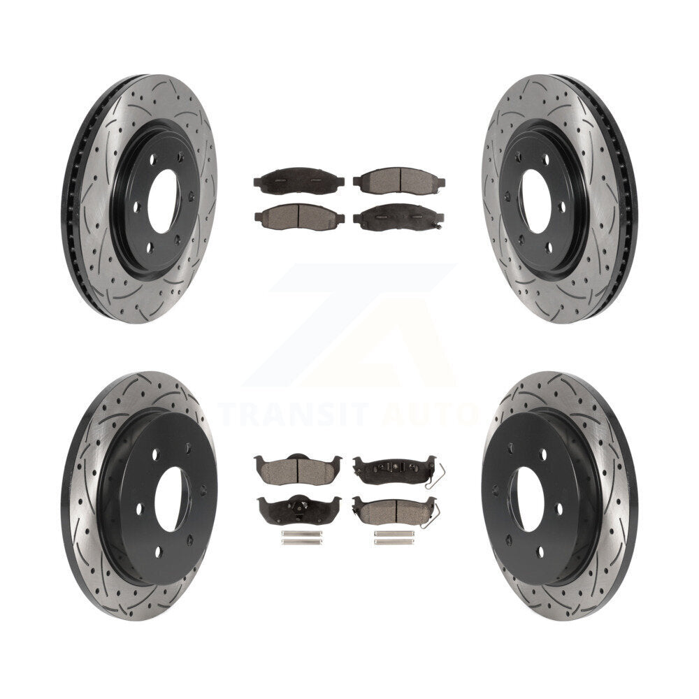 Front Rear Drilled Slot Disc Brake Rotor Ceramic Pad Kit For 2007 Nissan TITAN From 04 07 KDT-101129