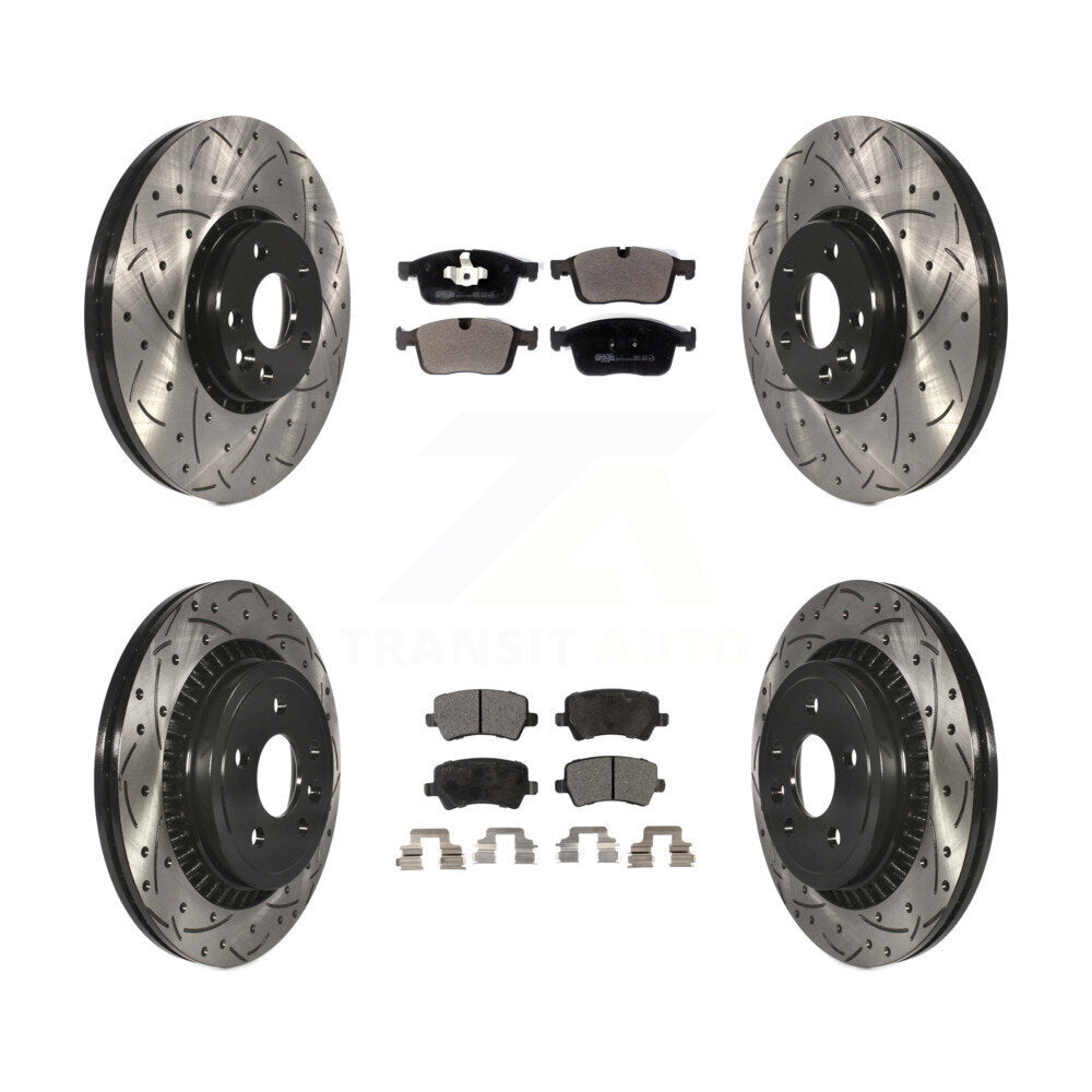 Front Rear Coated Drilled Slotted Disc Brake Rotors And Ceramic Pads Kit For Volvo XC60 KDT-101130
