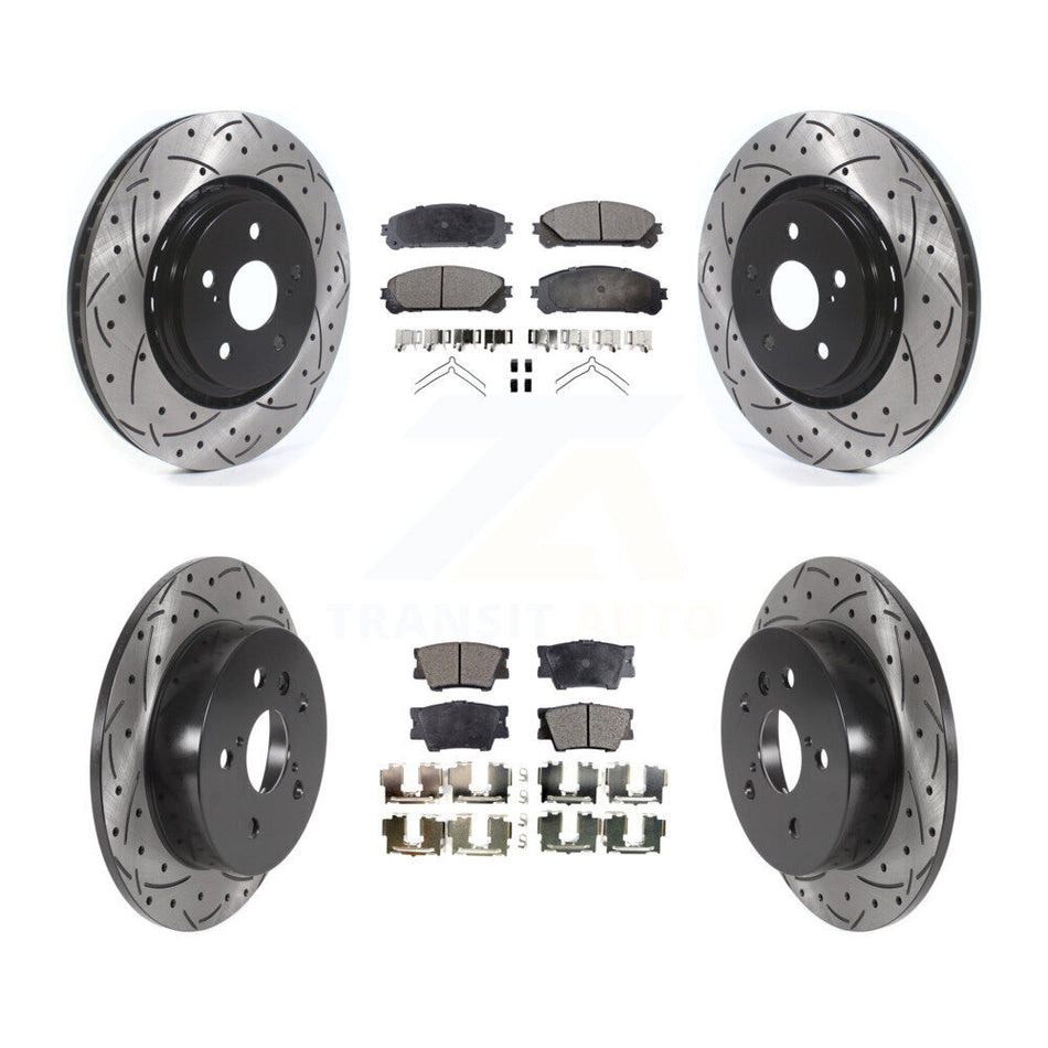 Front Rear Coated Drilled Slot Disc Brake Rotor Ceramic Pad Kit For 2022 Toyota Camry TRD KDT-101133