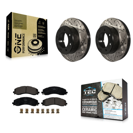 Front Coated Drilled Slotted Disc Brake Rotors And Ceramic Pads Kit For Ram 2500 3500 KDT-101138