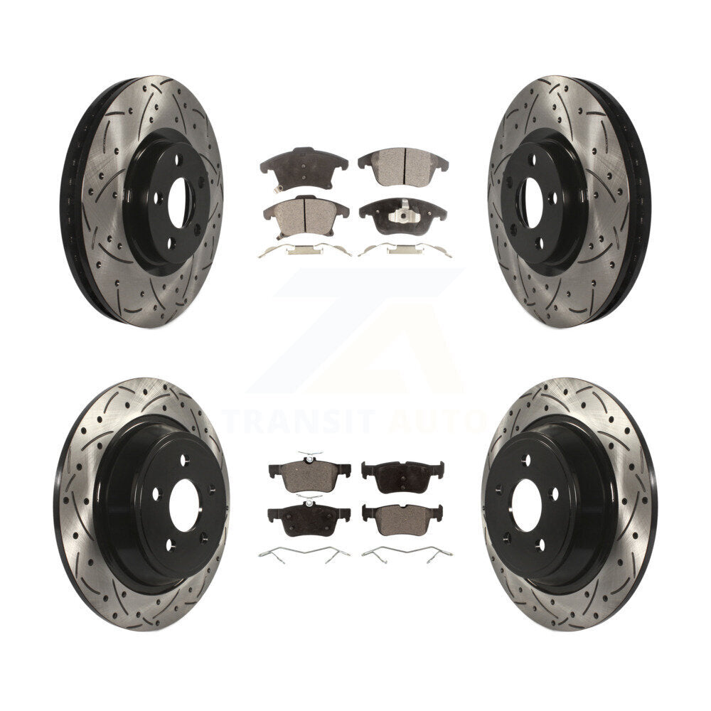 Front Rear Drill Slot Brake Rotors Ceramic Pad Kit For 19-20 Ford Police Responder Hybrid KDT-101154