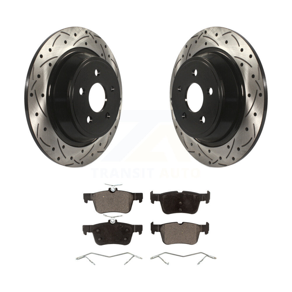 Rear Drilled Slot Brake Rotors Ceramic Pad Kit For 2019-2020 Ford Police Responder Hybrid KDT-101162
