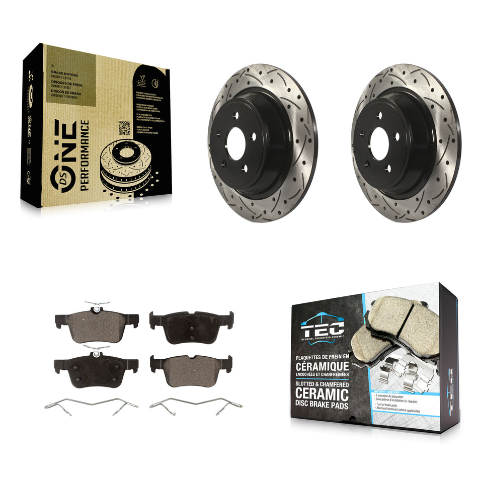 Rear Drilled Slot Brake Rotors Ceramic Pad Kit For 2019-2020 Ford Police Responder Hybrid KDT-101162
