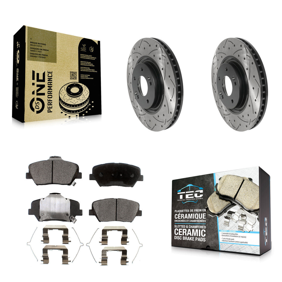 Front Coated Drilled Slotted Disc Brake Rotors Ceramic Pad Kit For 2019-2022 Hyundai Nexo KDT-101167