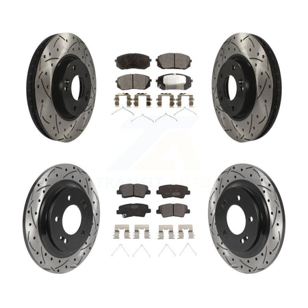 Front Rear Coated Drilled Slotted Disc Brake Rotor And Ceramic Pad Kit For Hyundai Sonata KDT-101169