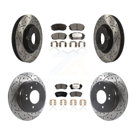 Front Rear Coated Drilled Slotted Disc Brake Rotor And Ceramic Pad Kit For Hyundai Sonata KDT-101170