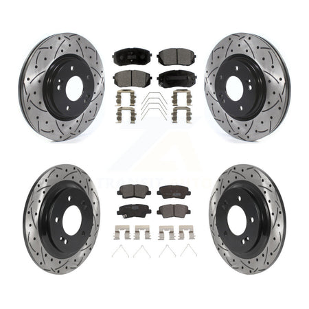 Front Rear Drill Slot Disc Brake Rotors Ceramic Pad Kit For Hyundai Elantra GT Kia Forte5 KDT-101171