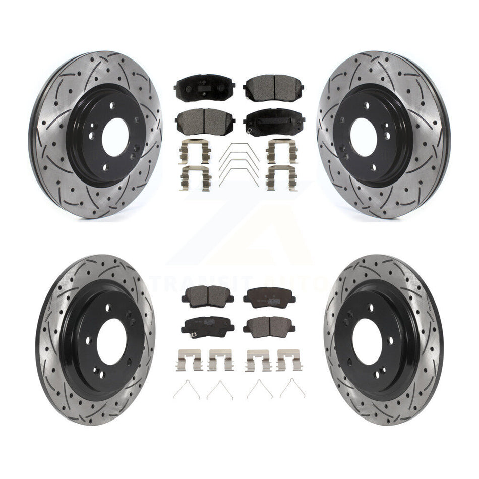 Front Rear Drill Slot Disc Brake Rotors Ceramic Pad Kit For Hyundai Elantra GT Kia Forte5 KDT-101171