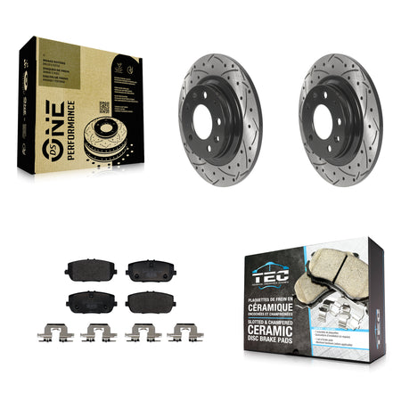 Rear Coated Drilled Slot Disc Brake Rotors Ceramic Pad Kit For 2006-2015 Mazda MX-5 Miata KDT-101204