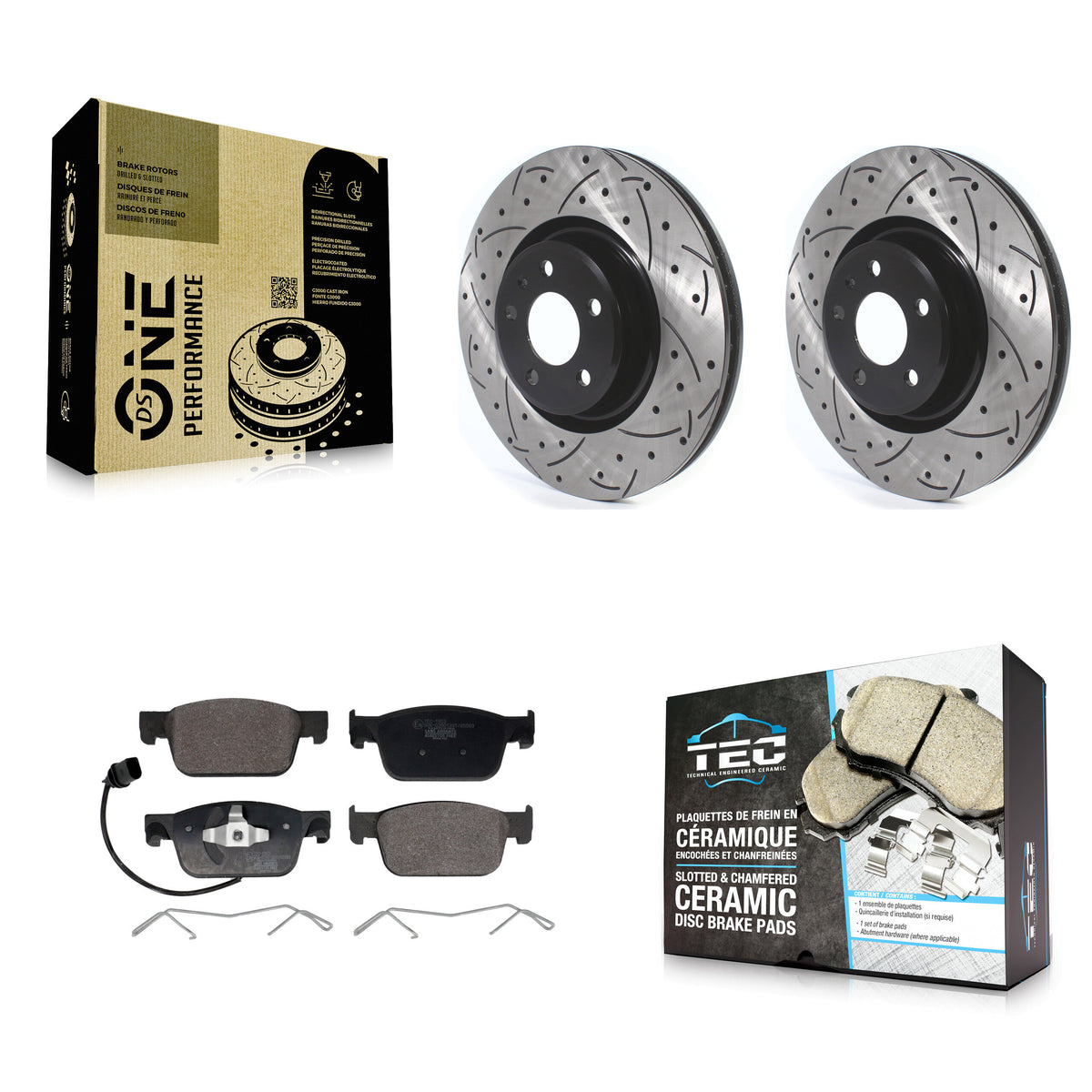 Front Coated Drilled Slotted Disc Brake Rotors And Ceramic Pads Kit For Audi A4 Quattro KDT-101206