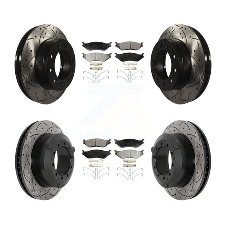 Front Rear Drilled Slot Brake Rotor Ceramic Pad Kit For Ford F-450 Super Duty F-550 CF500 KDT-101211