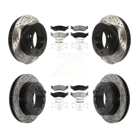 Front Rear Coated Drilled Slot Disc Brake Rotor Ceramic Pad Kit For Ford F-450 Super Duty KDT-101213