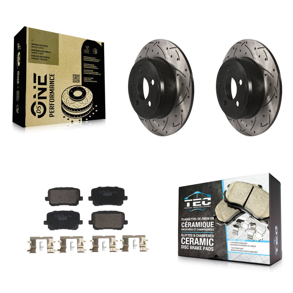 Rear Coated Drilled Slotted Disc Brake Rotors And Ceramic Pads Kit For Dodge Charger KDT-101220