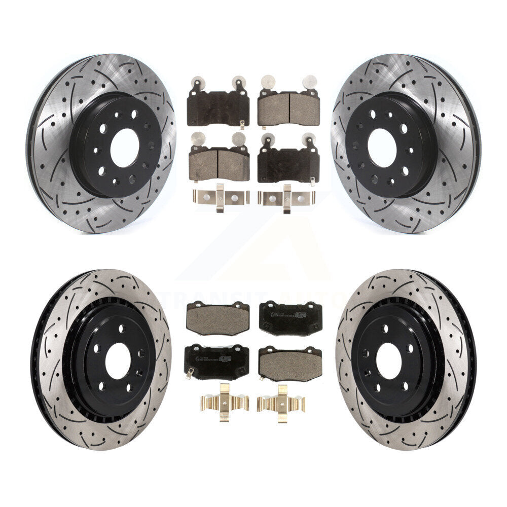 Front Rear Drill Slot Brake Rotor Ceramic Pad Kit For Chevrolet Camaro With Brembo Brakes KDT-101226