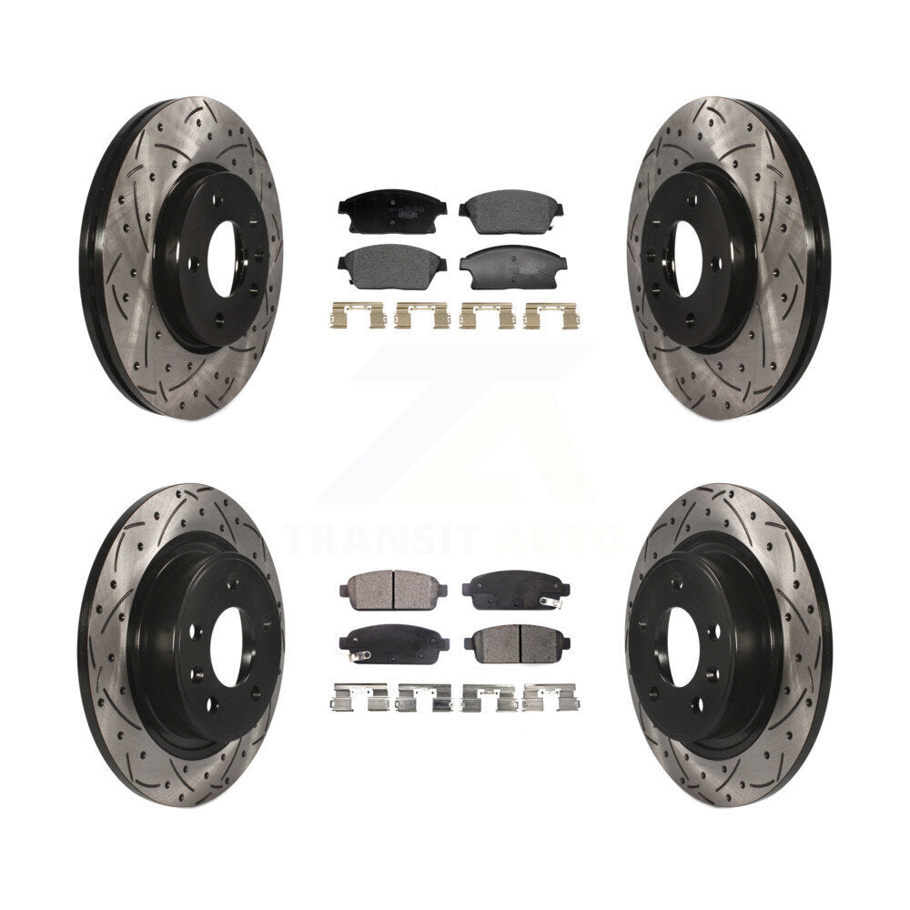 Front Rear Drilled Slot Brake Rotor Ceramic Pad Kit For Chevrolet Cruze Buick Verano Volt KDT-101227
