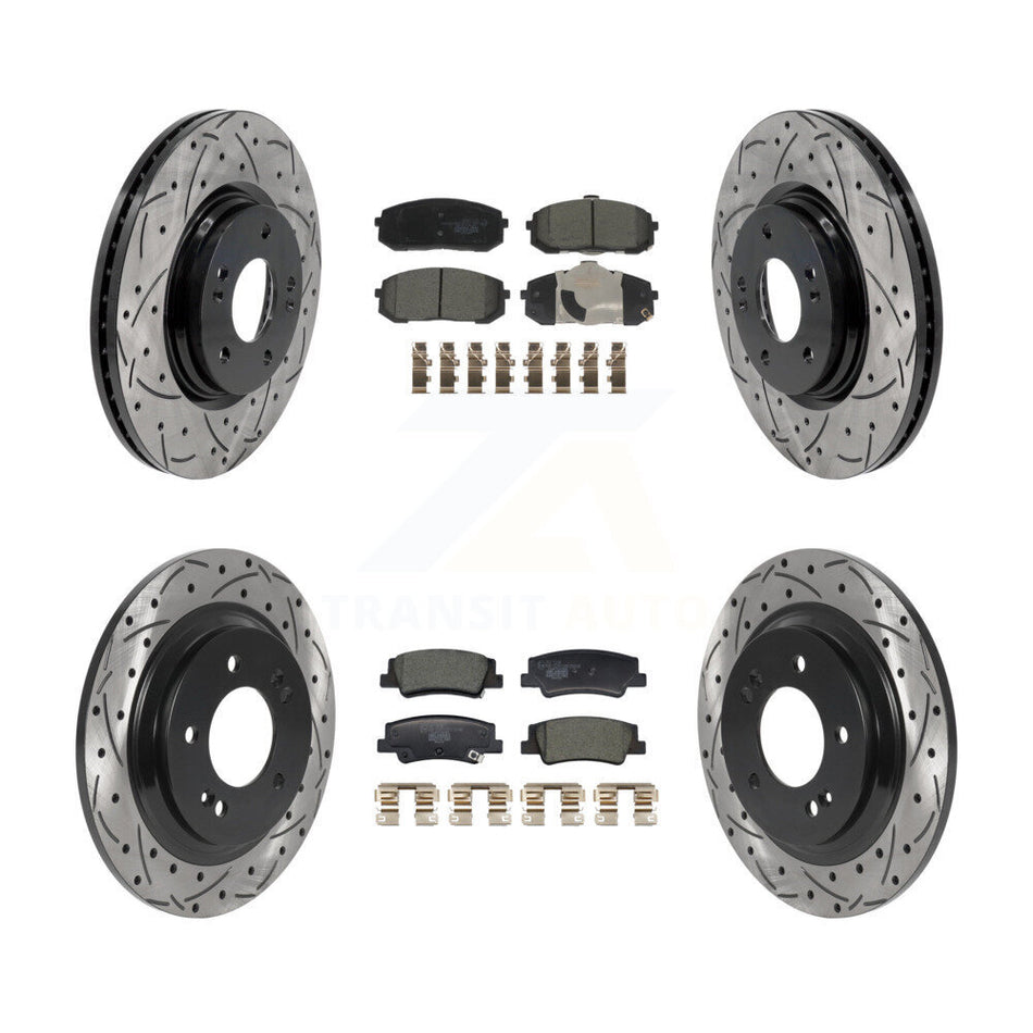 Front Rear Drill Slot Disc Brake Rotors Ceramic Pad Kit For Hyundai Sonata Kia Niro EV K5 KDT-101228