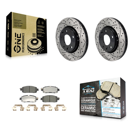 Front Coated Drilled Slotted Disc Brake Rotor And Ceramic Pad Kit For Nissan Kicks Sentra KDT-101242