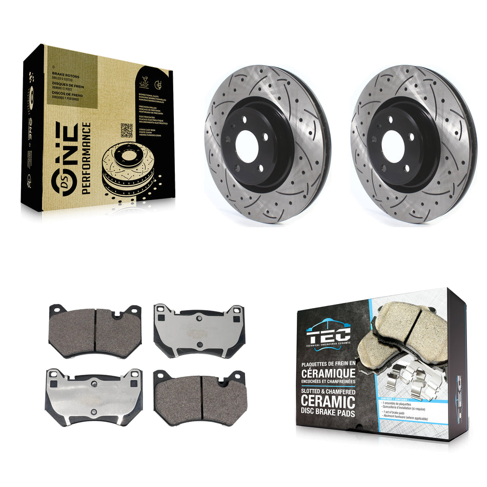Front Coated Drilled Slotted Disc Brake Rotors And Ceramic Pads Kit For Audi Q5 Sportback KDT-101250
