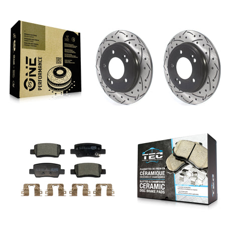 Rear Coated Drilled Slotted Disc Brake Rotors And Ceramic Pads Kit For Hyundai Elantra KDT-101258