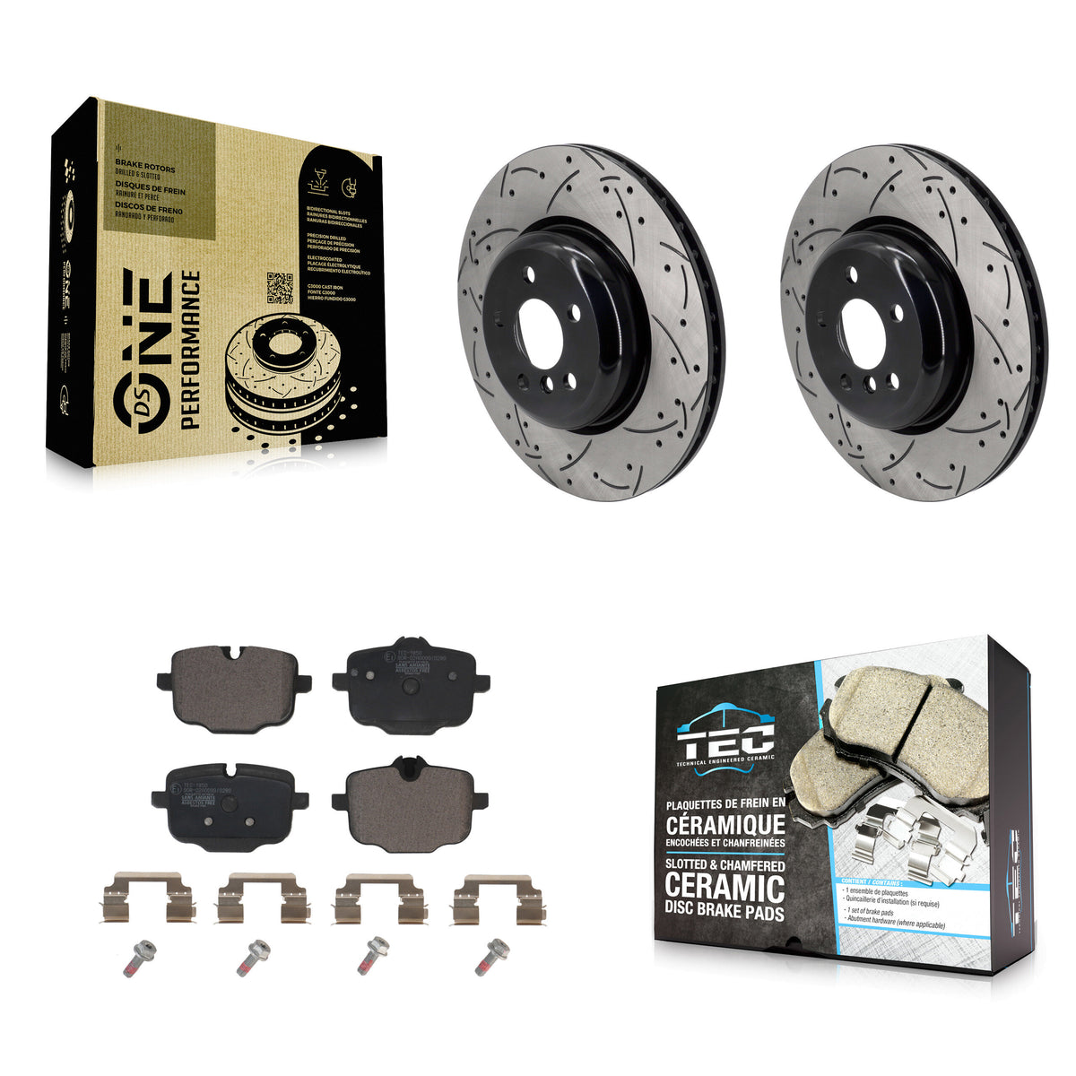 Rear Drilled Slot Brake Rotors Ceramic Pad Kit For BMW X5 540i xDrive X7 X6 750i M550i iX KDT-101263