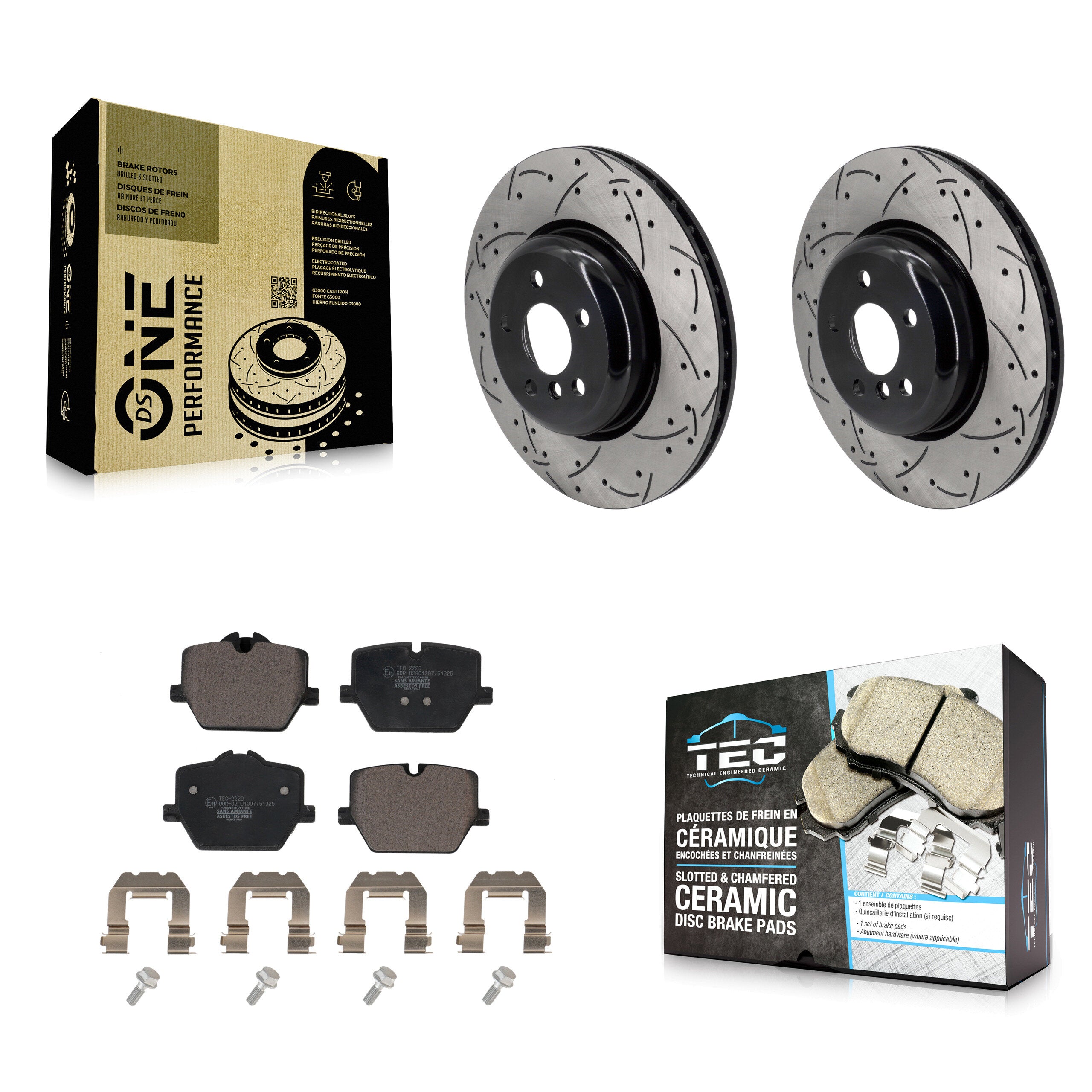 Rear Drilled Slot Brake Rotors Ceramic Pad Kit For BMW M340i xDrive M440i Toyota GR Supra KDT-101264