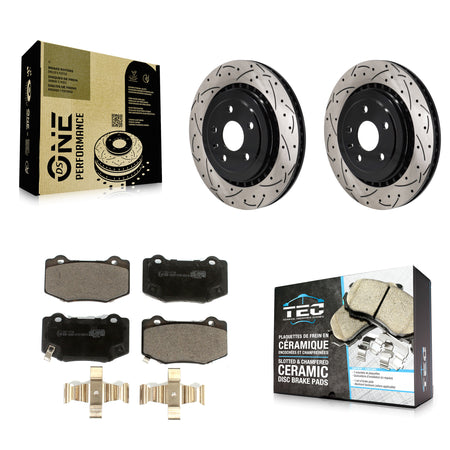 Rear Coated Drill Slot Disc Brake Rotor Ceramic Pad Kit For Chevrolet Camaro Cadillac ATS KDT-101267