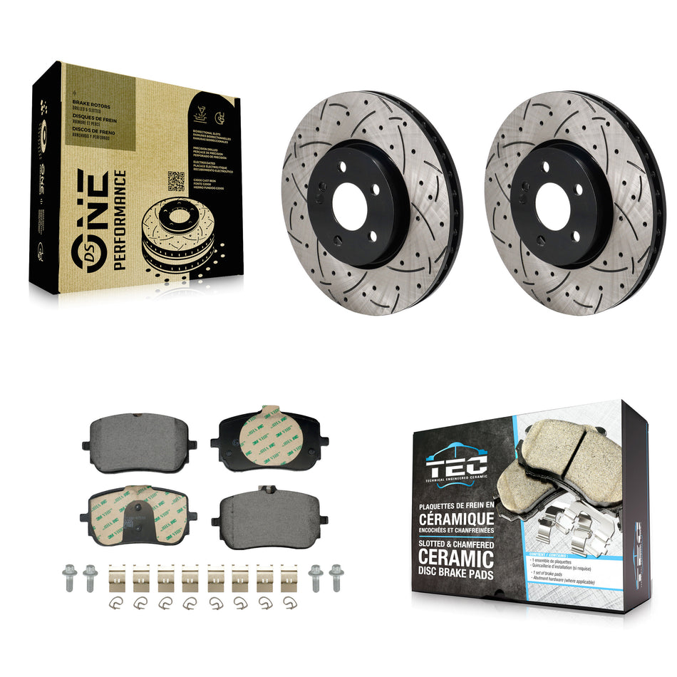 Front Coated Drilled Slot Disc Brake Rotors Ceramic Pad Kit For Mercedes-Benz A220 CLA250 KDT-101280