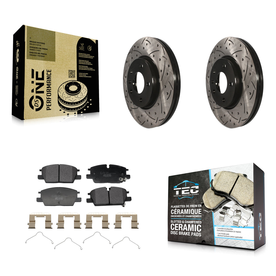 Front Drilled Slot Brake Rotor & Ceramic Pad Kit For Chevrolet Equinox GMC Terrain Malibu KDT-101281
