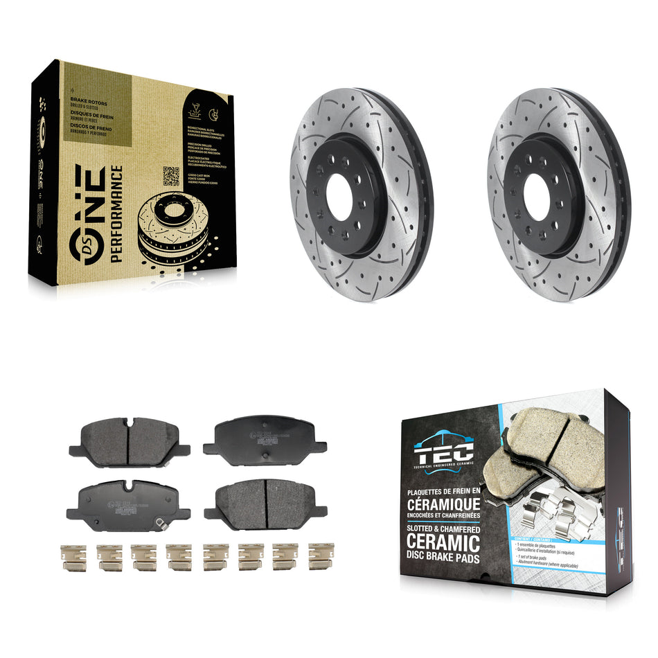 Front Coat Drill Slot Disc Brake Rotors Ceramic Pad Kit For Chevrolet Equinox GMC Terrain KDT-101282