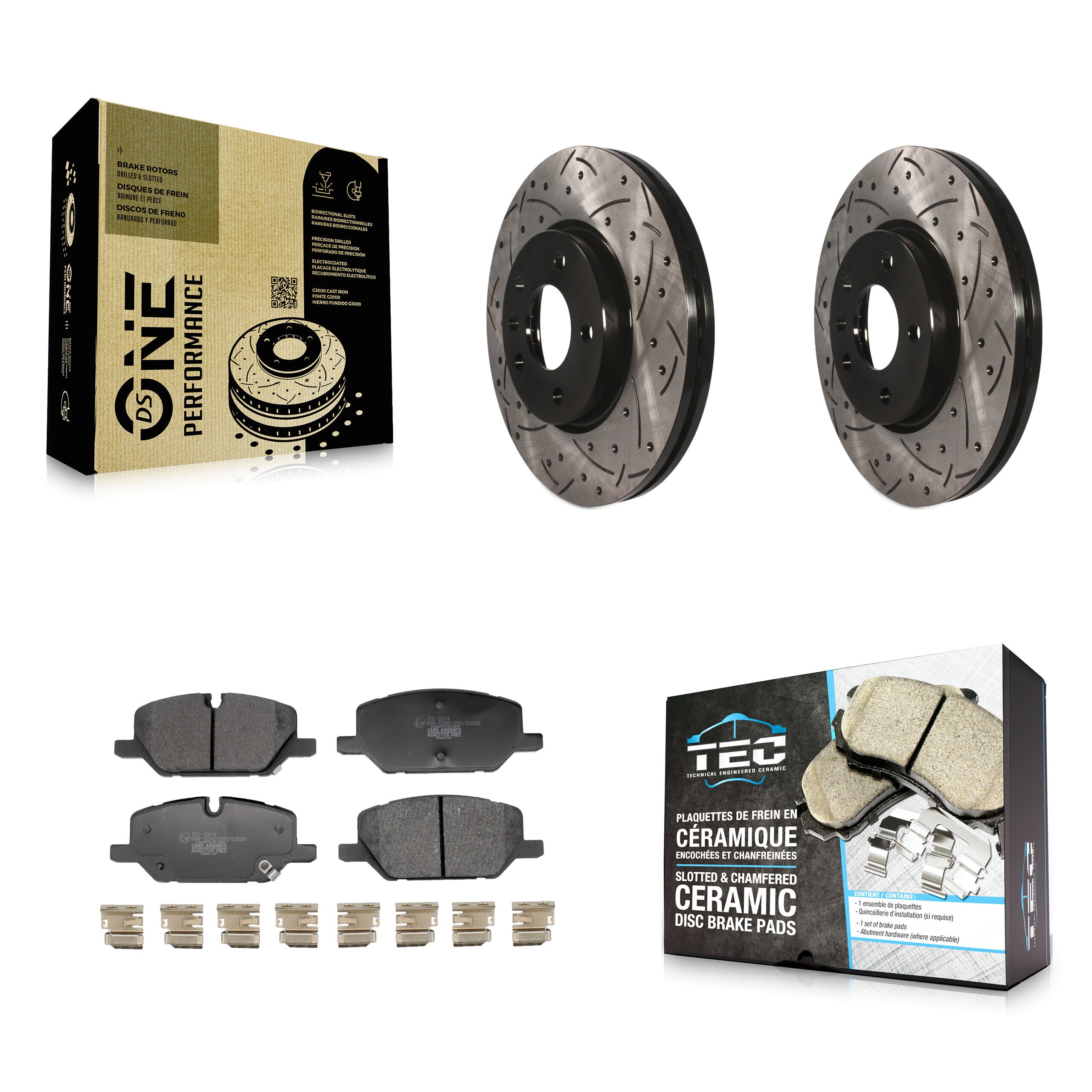 Front Coated Drilled Slotted Disc Brake Rotors And Ceramic Pads Kit For GMC Terrain KDT-101283