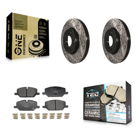 Front Coated Drilled Slotted Disc Brake Rotors And Ceramic Pads Kit For GMC Terrain KDT-101283