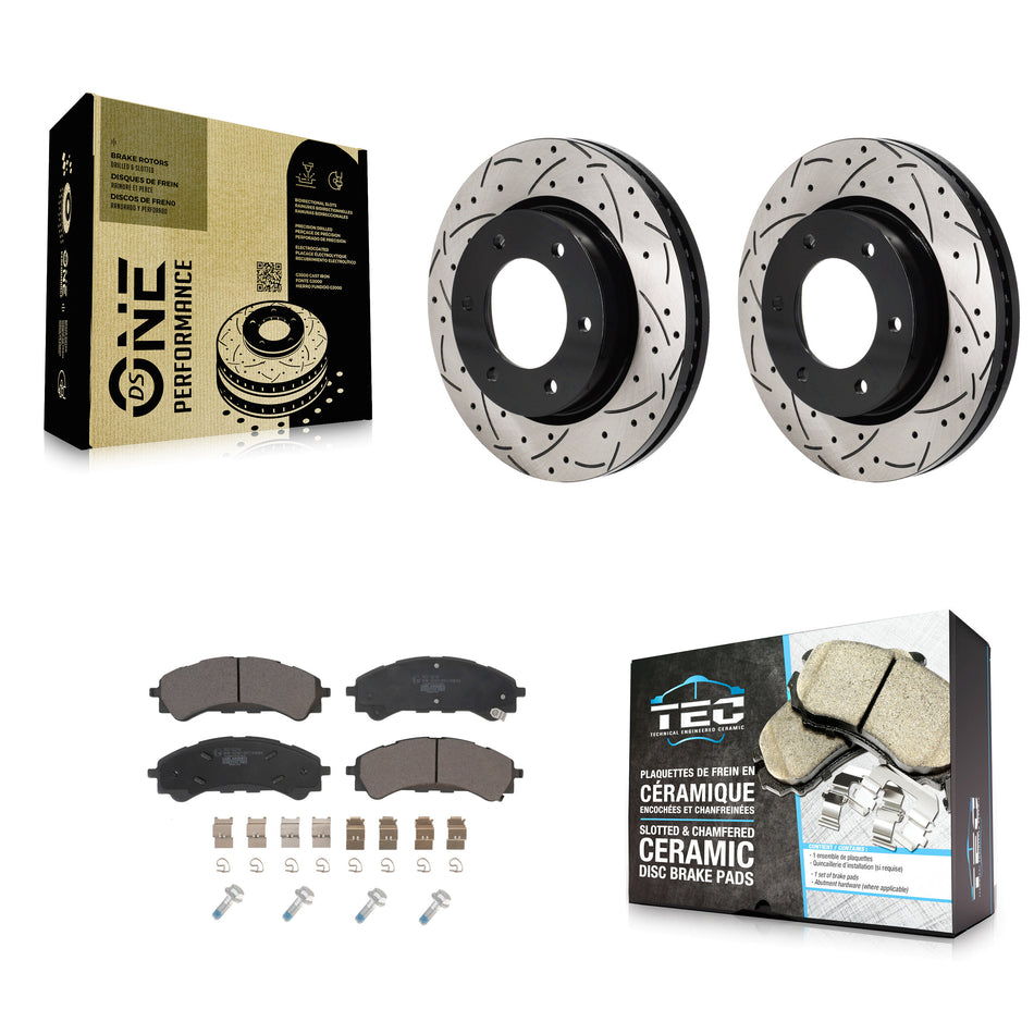 Front Coated Drilled Slotted Disc Brake Rotors And Ceramic Pad Kit For Ford Ranger Bronco KDT-101300