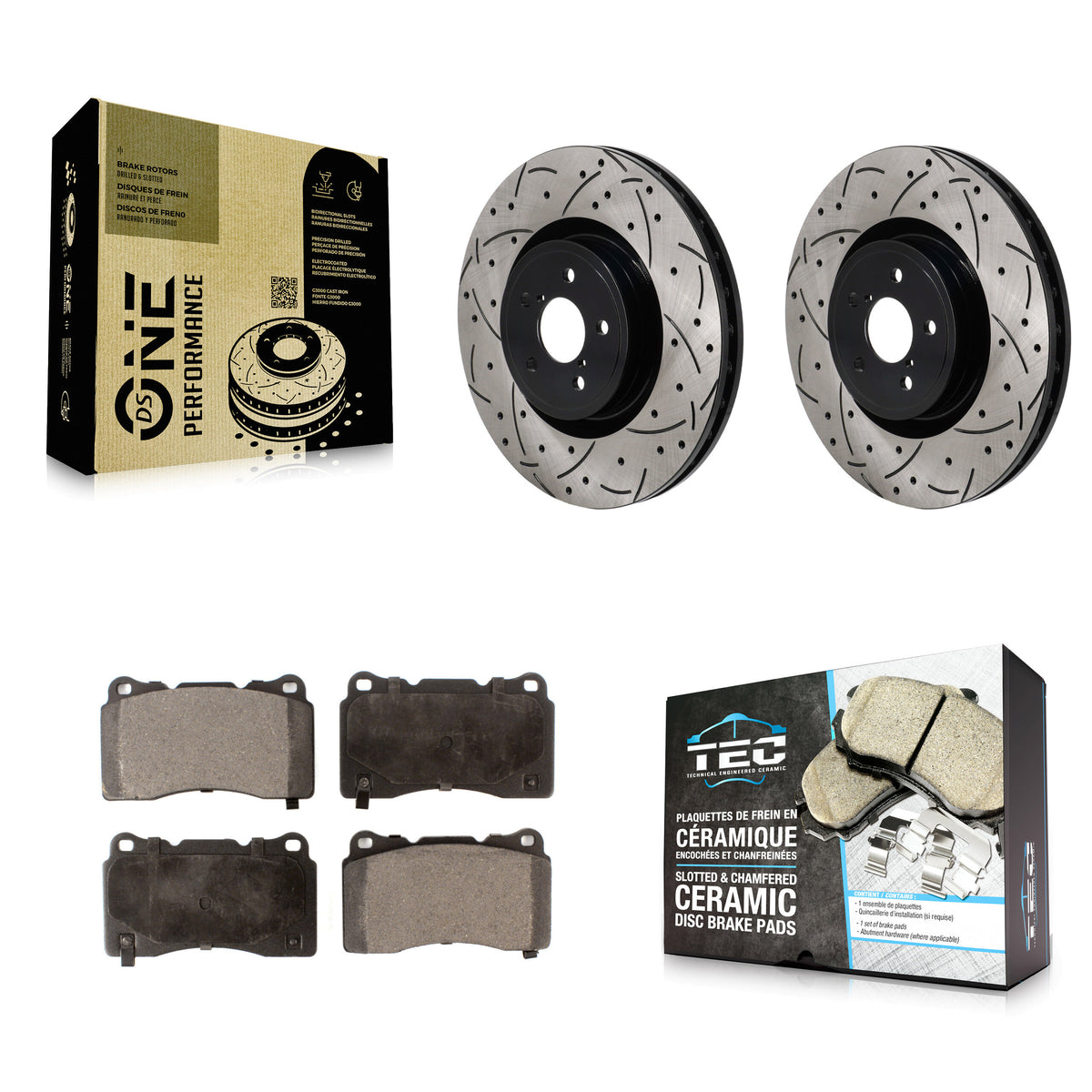 Front Coated Drill Slot Disc Brake Rotor Ceramic Pad Kit For Subaru BRZ Impreza Toyota 86 KDT-101305