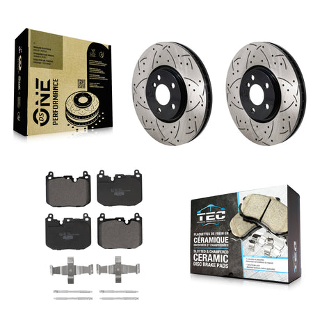 Front Coat Drill Slot Disc Brake Rotor Ceramic Pad Kit For Mini Cooper Countryman Clubman KDT-101306