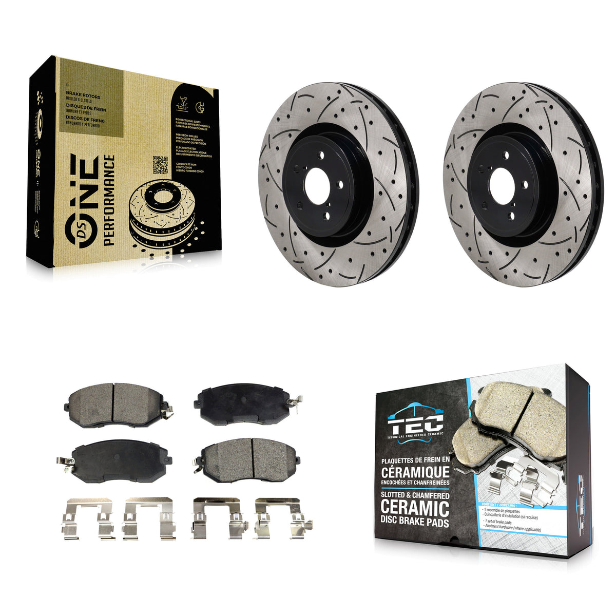 Front Drill Slot Brake Rotors Ceramic Pad Kit For 19 Toyota 86 Base GT With Brembo Brakes KDT-101309