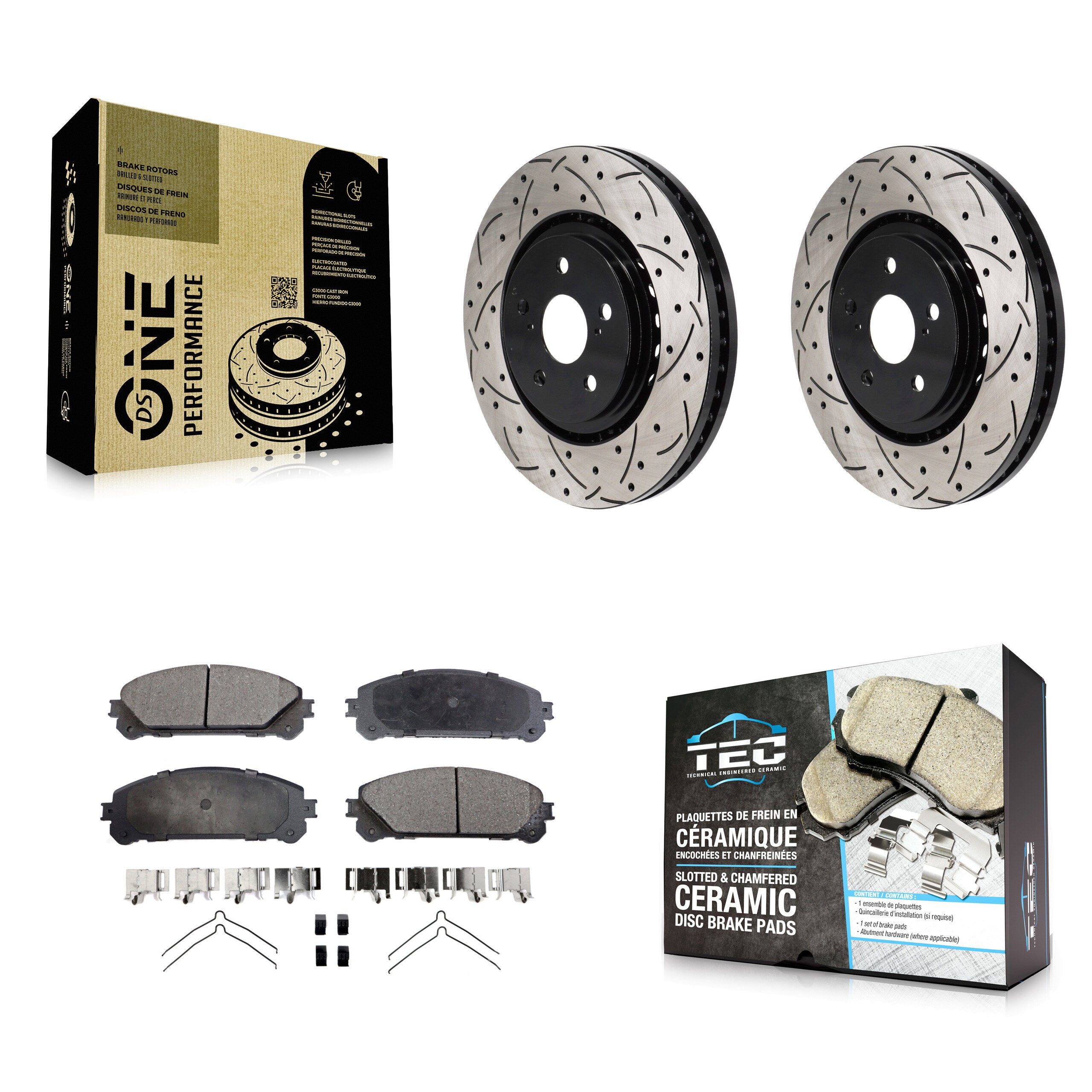 Front Drilled Slot Brake Rotor & Ceramic Pad Kit For Toyota Sienna RAV4 Prime bZ4X Subaru KDT-101314