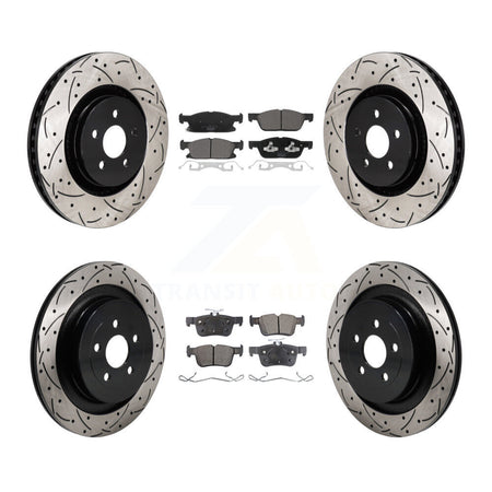 Front Rear Drill Slot Brake Rotor Ceramic Pad Kit For Ford Edge With Red Painted Calipers KDT-101331