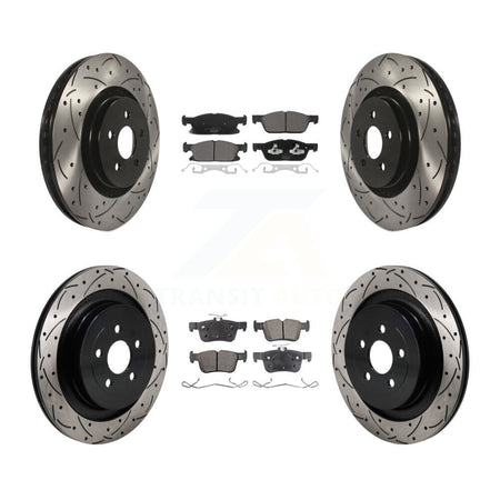 Front Rear Coated Drilled Slotted Disc Brake Rotor & Ceramic Pad Kit For Lincoln Nautilus KDT-101332