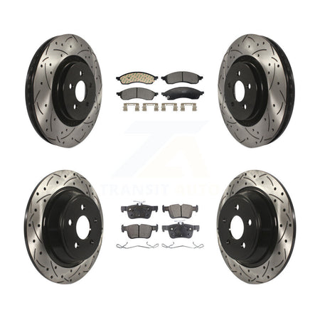Front Rear Coated Drilled Slotted Disc Brake Rotor & Ceramic Pad Kit For Lincoln Nautilus KDT-101334